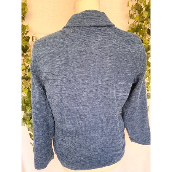 Vintage 90's Alfred Dunner Blue Tweed Patchwork Floral Embroidery Button Jacket - Picture 7 of 9